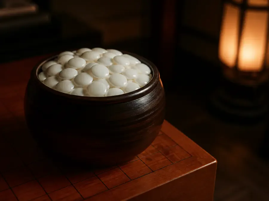 Black and white Go stones for a beginner game